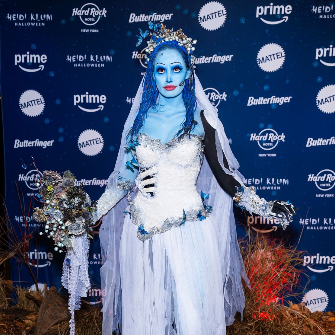 Model Haley Kalil attended Klum's annual party dressed as Tim Burton on Thursday 