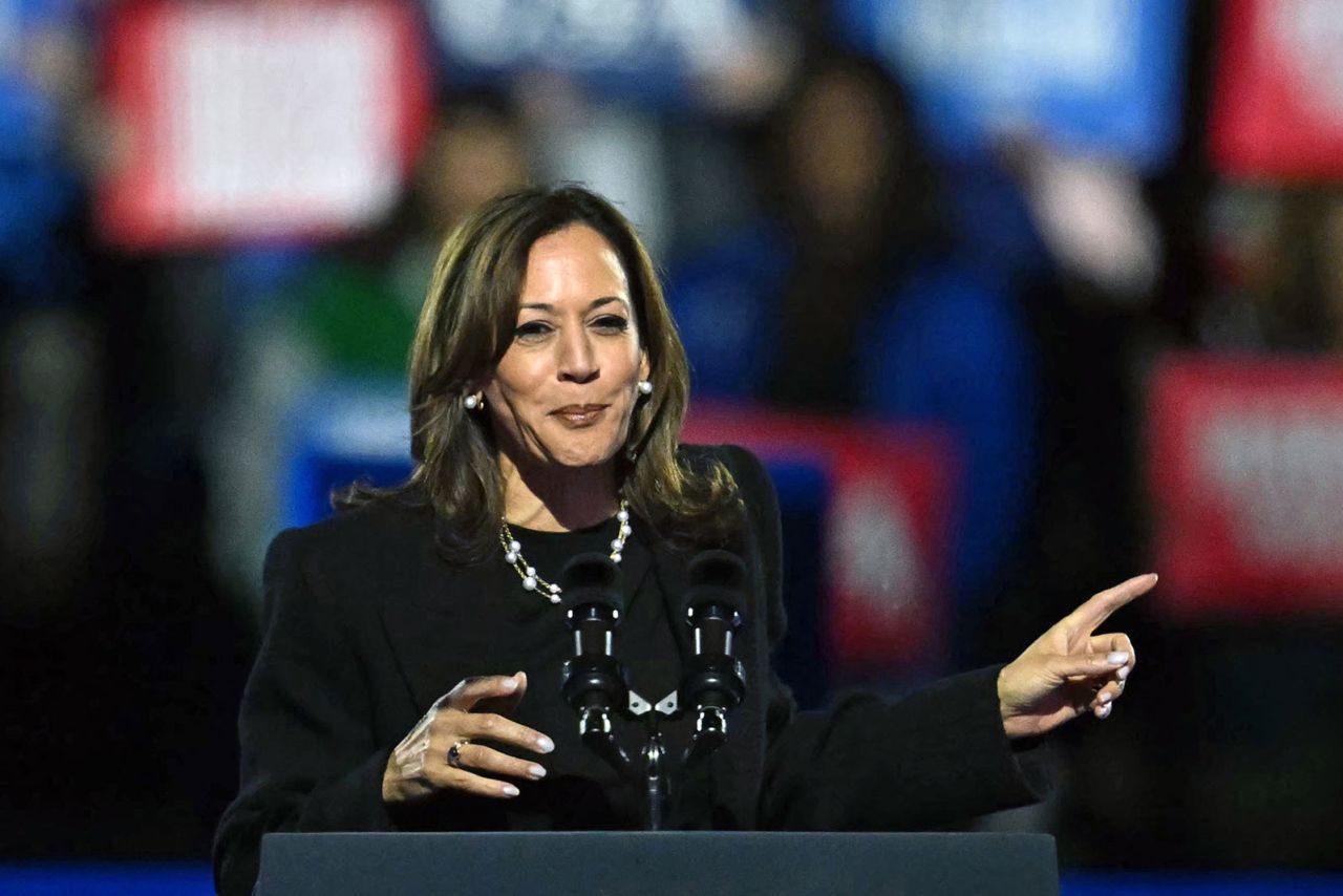 Vice President Kamala Harris speaks during a campaign rally in Philadelphia, Pennsylvania on Monday,November 4.