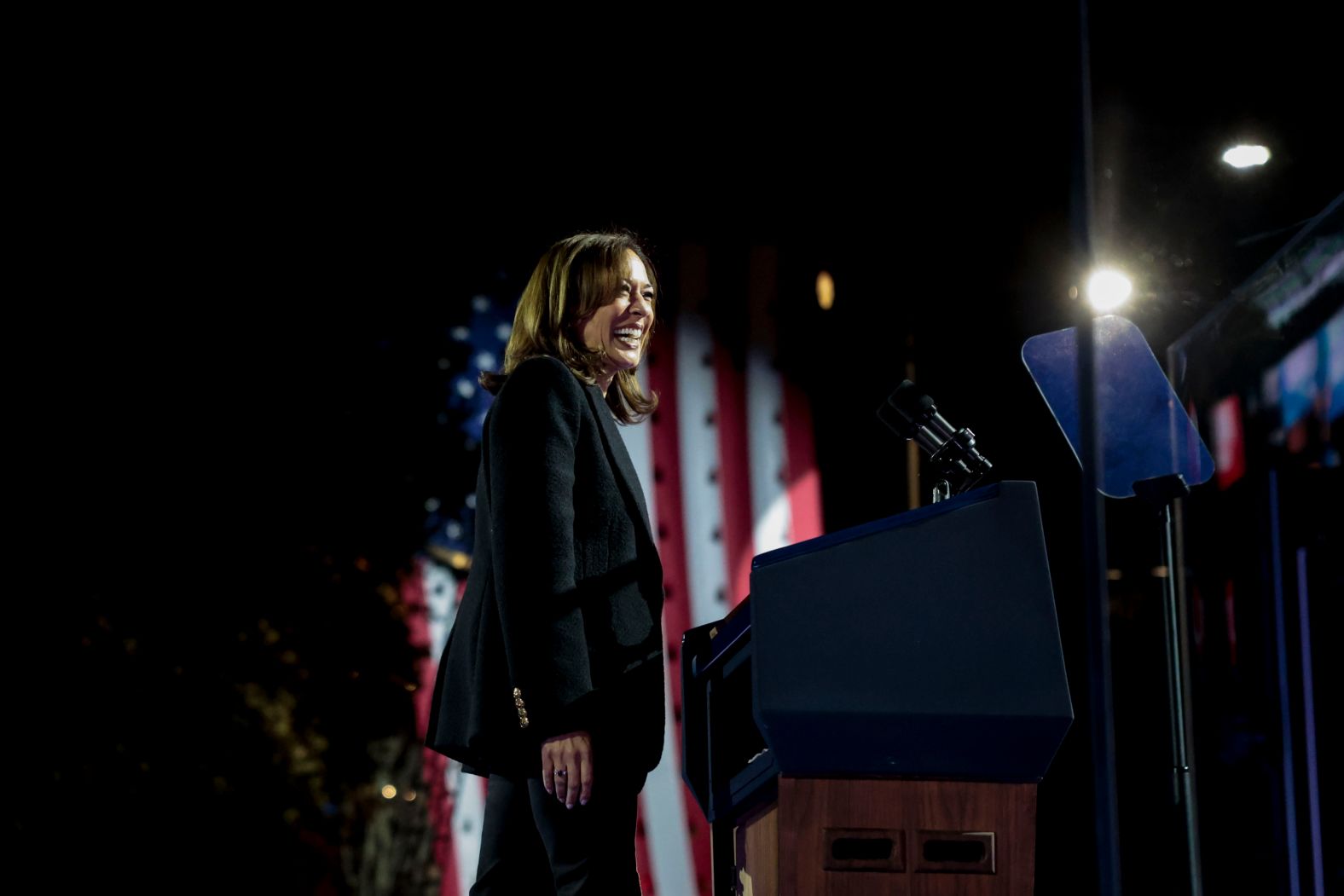 Harris takes the stage during a rally in Philadelphia on November 4.