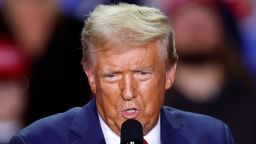 Donald Trump speaks during a campaign rally in Grand Rapids, Michigan on November 5, 2024.