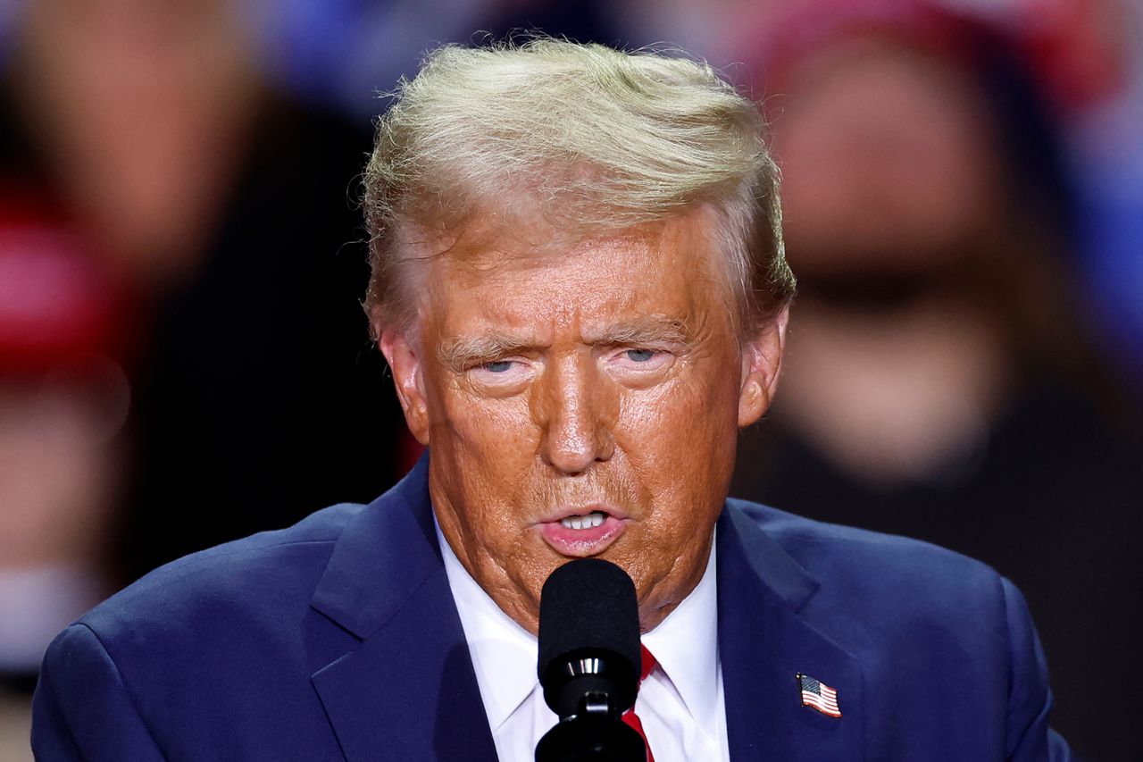 Donald Trump speaks during a campaign rally at Van Andel Arena in Grand Rapids, Michigan on November 5.