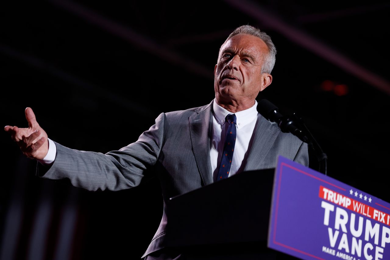 Robert F. Kennedy Jr. speaks during a campaign rally for Donald Trump on November 1 in Warren, Michigan.