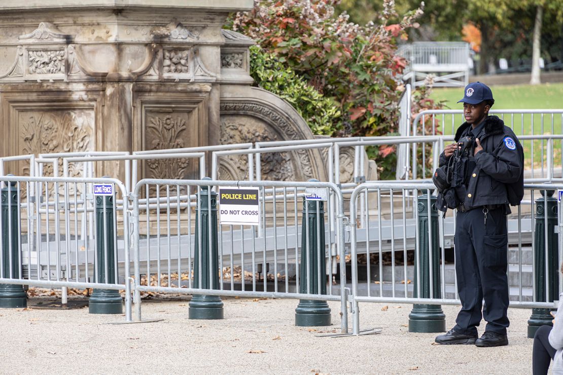 Tight security near the US Capitol in Washington, DC on November 4, 2024.