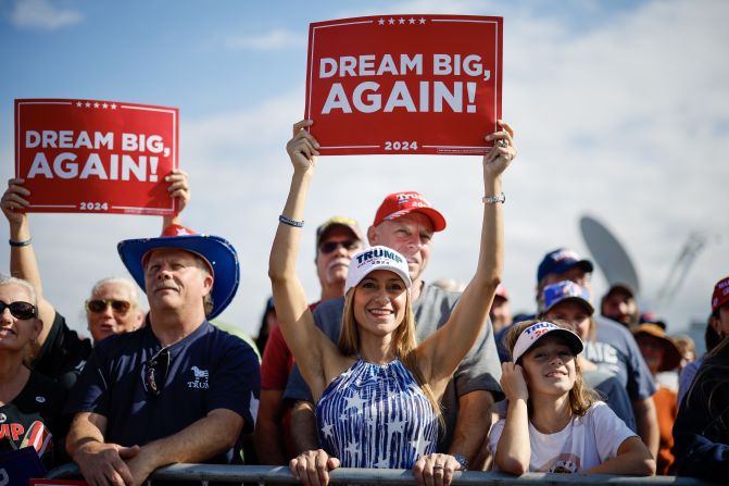 Supporters cheer on Trump as he arrives for a campaign rally in Gastonia, North Carolina, on November 2.