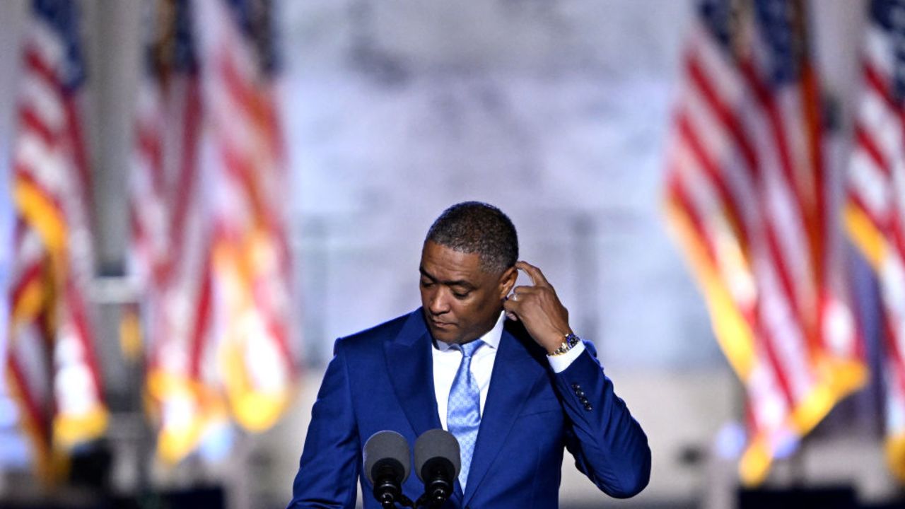 Former US Representative Cedric Richmond speaks during an election night event for US Vice President and Democratic presidential candidate Kamala Harris at Howard University in Washington, DC, on November 6, 2024. (Photo by SAUL LOEB / AFP) (Photo by SAUL LOEB/AFP via Getty Images)