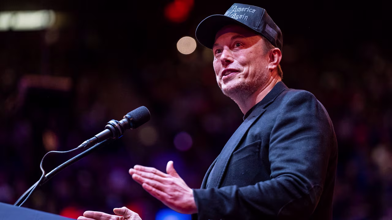 Elon Musk speaks at a campaign rally at Madison Square Garden in New York, on Sunday, October 27.