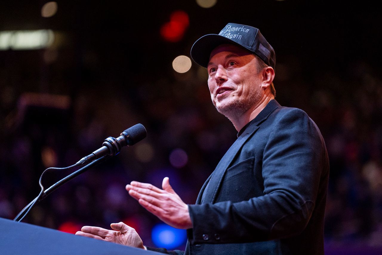 Elon Musk speaks at a campaign rally at Madison Square Garden in New York, on Sunday, October 27.