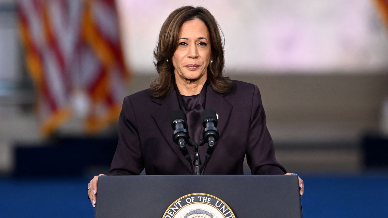 US Vice President Democratic presidential candidate Kamala Harris speaks at Howard University in Washington, DC, on November 6, 2024. Donald Trump won a sweeping victory on November 6, 2024 in the US presidential election, defeating Kamala Harris to complete an astonishing political comeback that sent shock waves around the world. (Photo by SAUL LOEB / AFP) (Photo by SAUL LOEB/AFP via Getty Images)