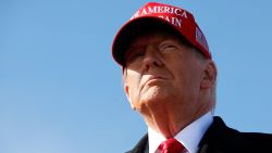 Donald Trump arrives for a campaign rally at Lancaster Airport on November 3, 2024, in Lititz, Pennsylvania.