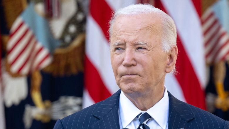 President Joe Biden speaks in the Rose Garden of the White House on November 7, 2024.