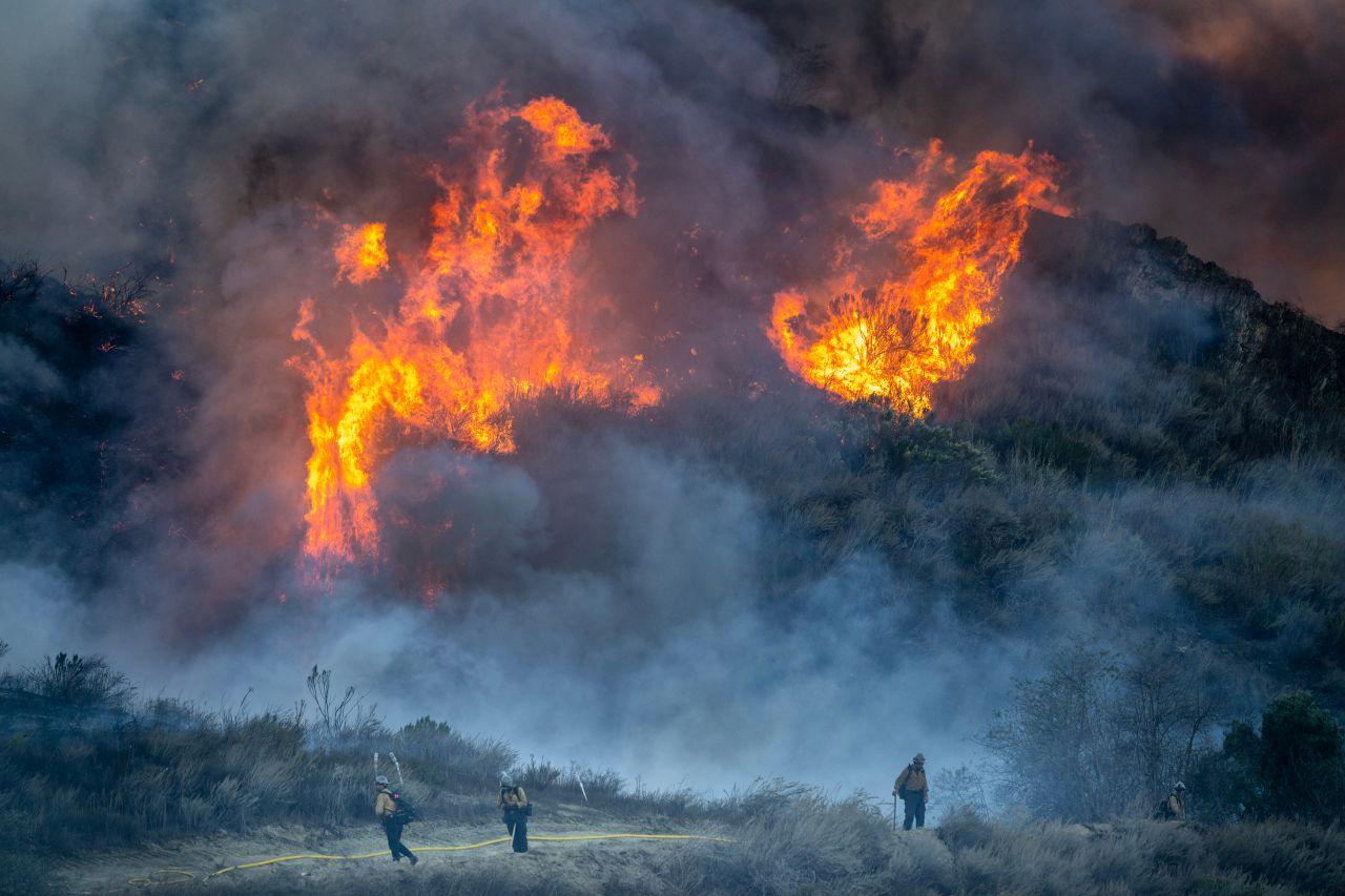 The Mountain Fire burns near South Mountain Road in Fillmore, California, on November 7.