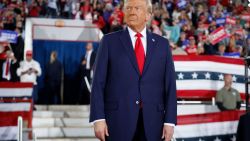 RALEIGH, NORTH CAROLINA - NOVEMBER 04: Republican presidential nominee, former U.S. President Donald Trump takes the stage during a campaign rally at the J.S. Dorton Arena on November 04, 2024 in Raleigh, North Carolina. With one day left before the general election, Trump is campaigning for re-election in the battleground states of North Carolina, Pennsylvania and Michigan. (Photo by Chip Somodevilla/Getty Images)