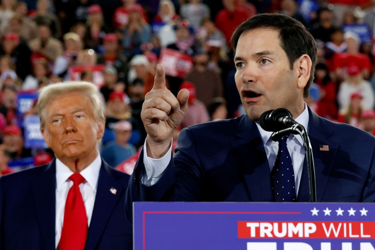 Florida Sen. Marco Rubio speaks during a Trump campaign rally in Raleigh, North Carolina, on Monday.