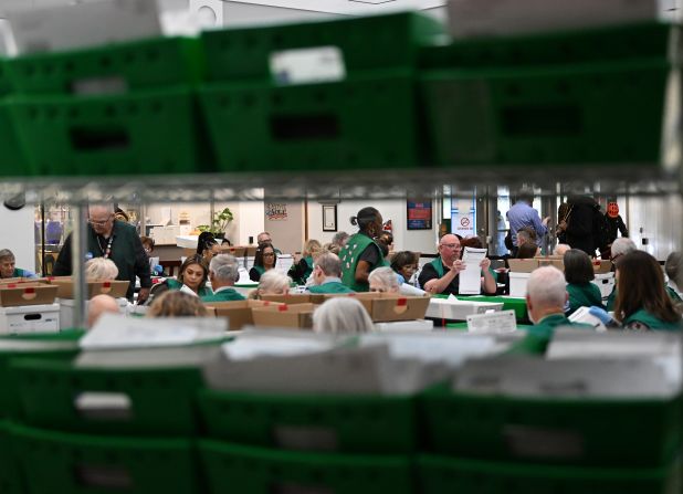 Election workers prepare ballots in Denver on Monday, November 4.