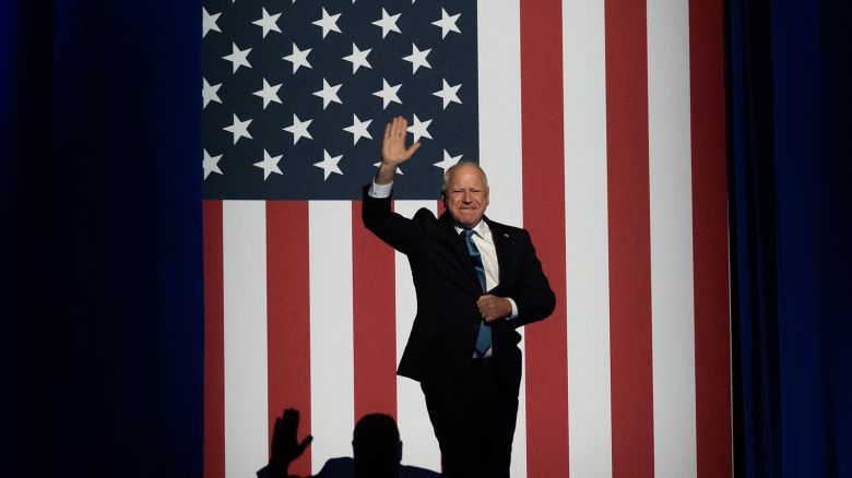 Democratic vice presidential nominee, Minnesota Gov. Tim Walz campaigns at State Fair Park on November 4, 2024 in Milwaukee, Wisconsin.