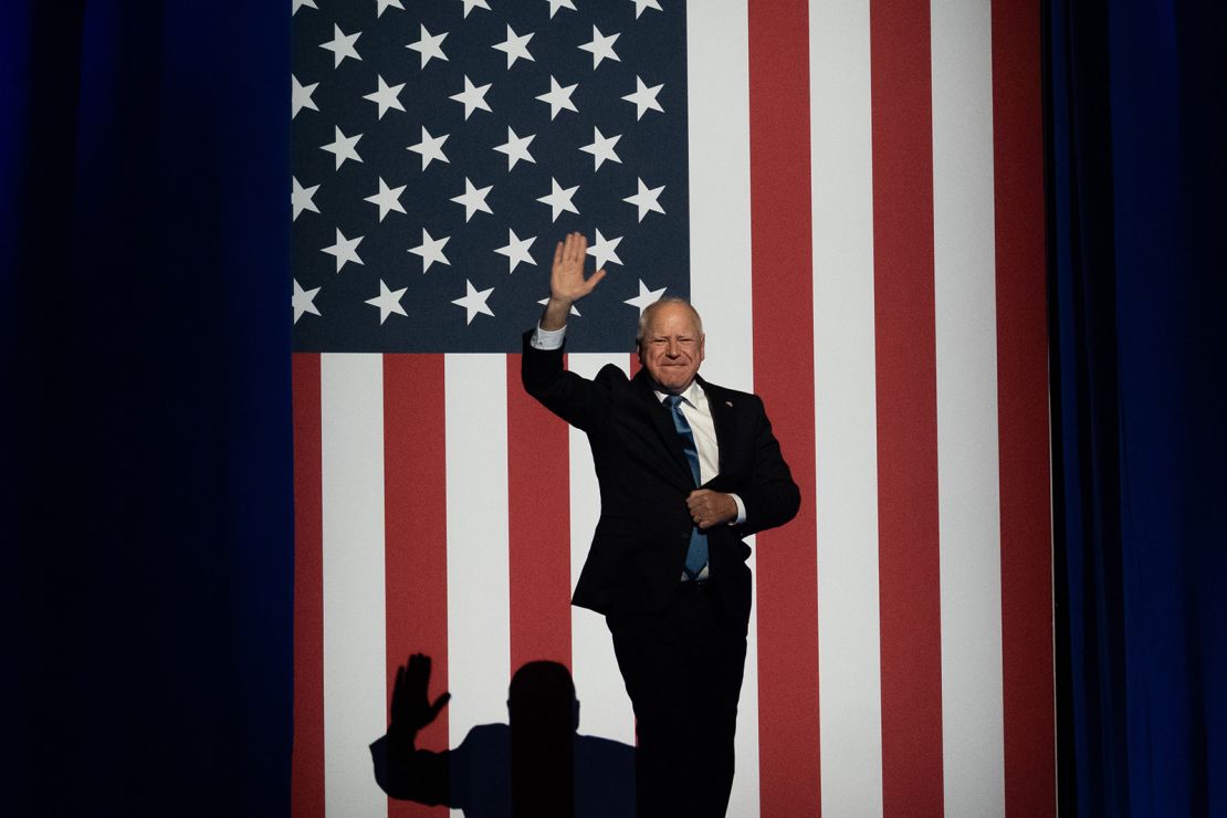 Democratic vice presidential nominee, Minnesota Gov. Tim Walz campaigns at State Fair Park on November 4, 2024 in Milwaukee, Wisconsin.