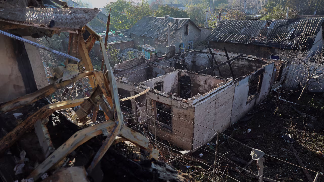A destroyed house is seen after a Russian strike in Odesa, Ukraine, on November 8.