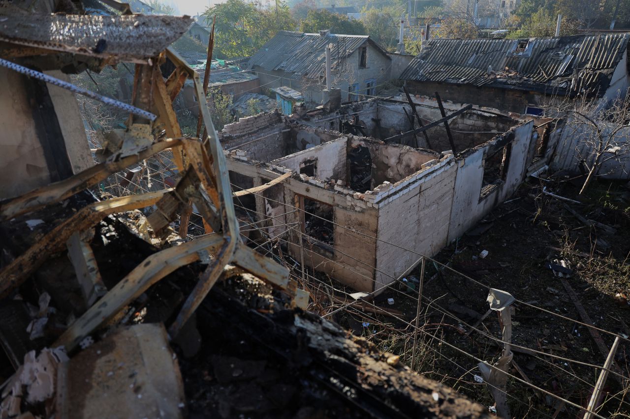 A destroyed house is seen after a Russian strike in Odesa, Ukraine, on November 8.