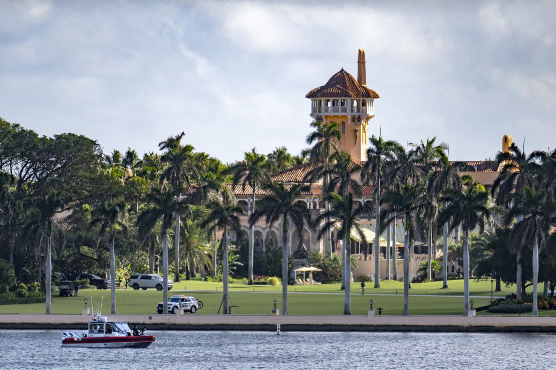 A US Coast Guard boat patrols outside the Mar-a-Lago Club on November 8, 2024, near West Palm Beach, Florida.