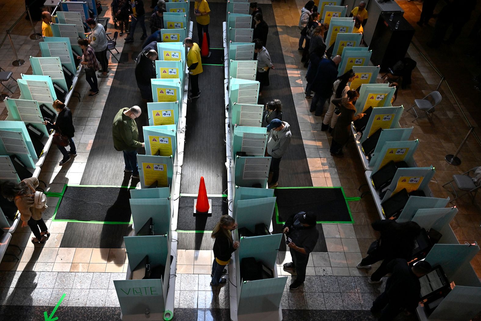 Voters cast their ballots at a mall in Las Vegas on Election Day.