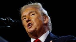 Republican presidential nominee, former U.S. President Donald Trump speaks during an election night event at the Palm Beach Convention Center in West Palm Beach, Florida on November 6, 2024.