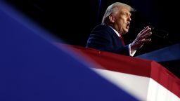 WEST PALM BEACH, FLORIDA - NOVEMBER 06:  Republican presidential nominee, former U.S. President Donald Trump speaks during an election night event at the Palm Beach Convention Center on November 06, 2024 in West Palm Beach, Florida. Americans cast their ballots today in the presidential race between Republican nominee former President Donald Trump and Vice President Kamala Harris, as well as multiple state elections that will determine the balance of power in Congress.   (Photo by Chip Somodevilla/Getty Images)