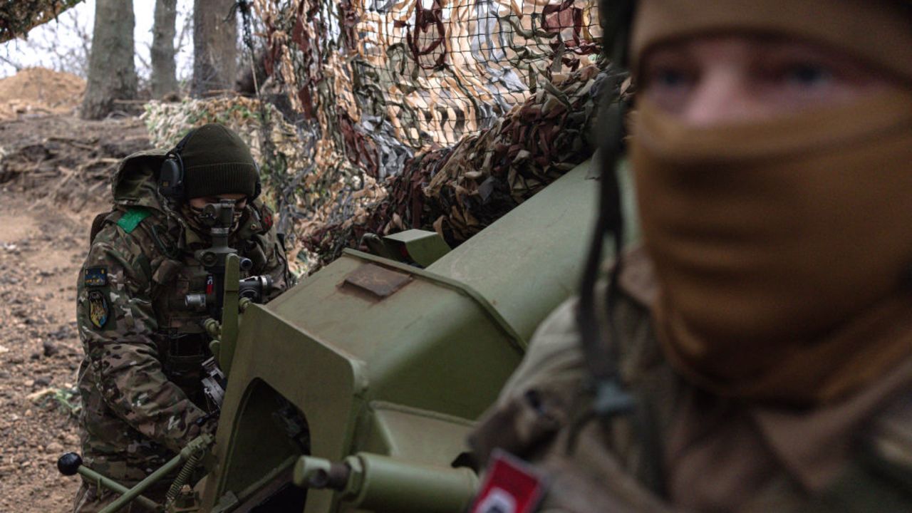 TORETSK, UKRAINE - NOVEMBER 09: of the unit Dnipro One of the t Assault Brigade of the National Police of Ukraine "Luty" operate a Soviet-era howitzer D-30 on November 09, 2024, near Toretsk, Ukraine. Ukraine has been fending off Russian forces from the outskirts of this town in Ukraine's eastern Donetsk Region. (Photo by Diego Fedele/Getty Images)