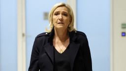 TOPSHOT - French far-right Rassemblement National (RN) Member of Parliament Marine Le Pen arrives for the closing arguments hearing in the trial on suspicion of embezzlement of European public funds, at a court in Paris on November 13, 2024. After a month and a half's trial, it's time for the closing arguments for the far-right leader, the RN and 24 other defendants, accused of embezzling funds from the European Parliament for the benefit of the far-right party. (Photo by GEOFFROY VAN DER HASSELT / AFP) (Photo by GEOFFROY VAN DER HASSELT/AFP via Getty Images)