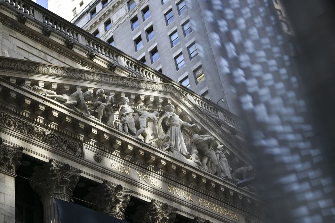 A view of the New York Stock Exchange on Wall Street on November 13 in New York City.