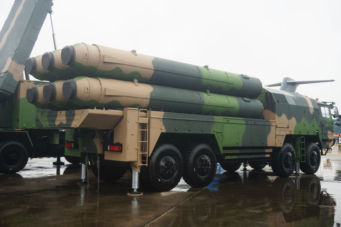 A photo taken on November 14, 2024, shows the HQ-19 Surface-to-Air Missile Weapon System at the 2024 Zhuhai Air Show in Zhuhai, China. (Photo by Costfoto/NurPhoto via Getty Images)