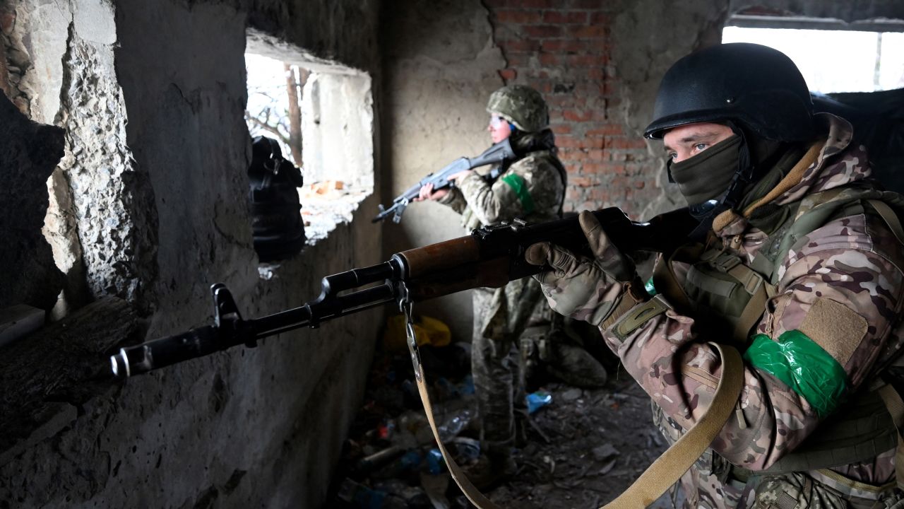 New recruits of the 57th Motorized Brigade improve their tactical skills at a training field at an undisclosed location in Kharkiv region on November 14, 2024, amid the Russian invasion of Ukraine. (Photo by SERGEY BOBOK / AFP) (Photo by SERGEY BOBOK/AFP via Getty Images)