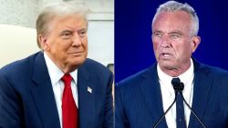 (COMBO) This combination of pictures created on November 14, 2024 shows US President-elect Donald Trump (L) on November 13, 2024, and Independent presidential candidate Robert F. Kennedy Jr. on August 23, 2024. US President-elect Donald Trump on November 14, 2024 nominated Robert F. Kennedy Jr., a longtime conspiracy theorist and vaccine skeptic, to be his health and human services secretary. (Photo by SAUL LOEB and Olivier Touron / AFP) (Photo by SAUL LOEBOLIVIER TOURON/AFP via Getty Images)