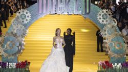 MEXICO CITY, MEXICO - NOVEMBER 11: Actress Ariana Grande and Cynthia Erivo pose on the yellow carpet "Wicked: Part One" at Auditorio Nacional on November 11, 2024 in Mexico City, Mexico. (Photo by Cristopher Rogel Blanquet/Getty Images)