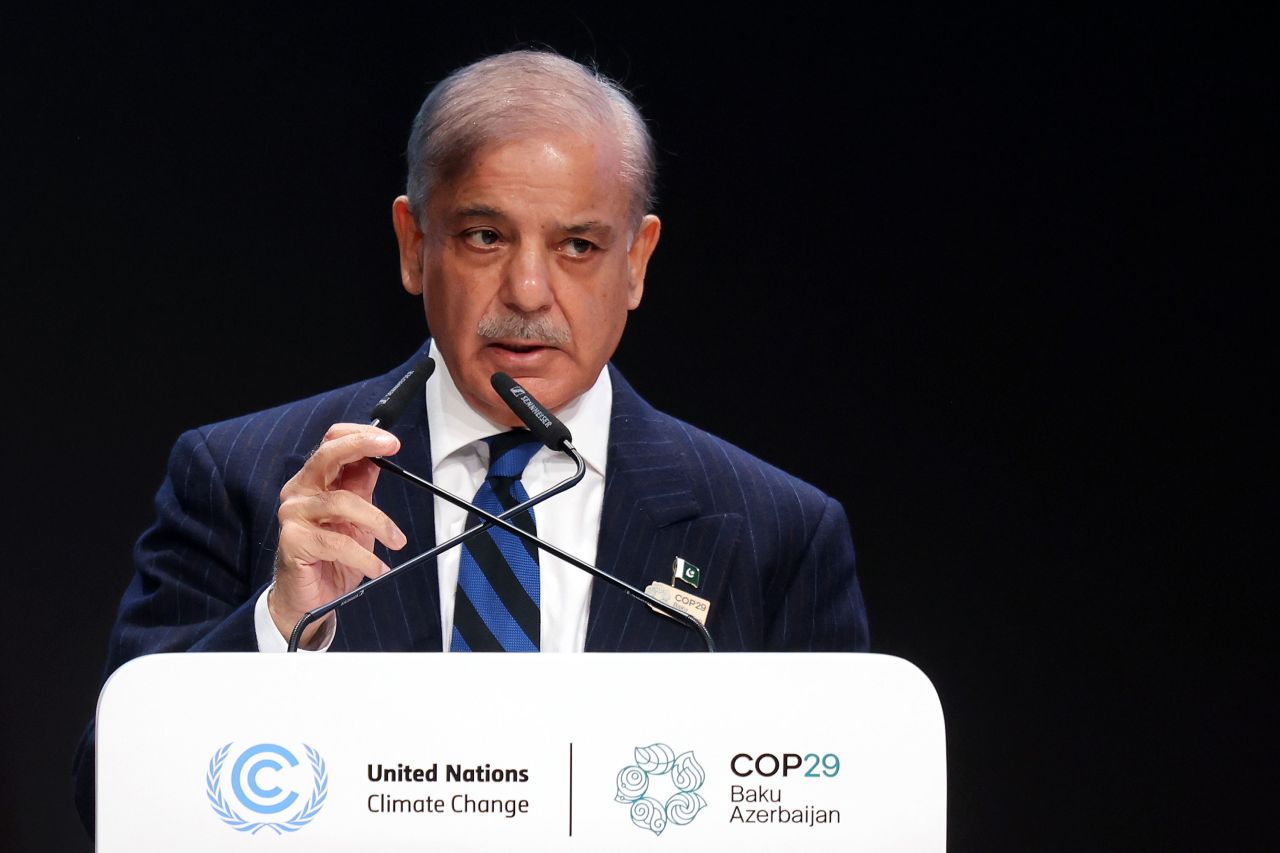 Pakistan's Prime Minister Shehbaz Sharif speaks during an event in November.