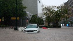 MALAGA, SPAIN - NOVEMBER 13: A car is partly submerged in flood waters on November 13, 2024 in Malaga, Spain. Spanish authorities have issued a red weather alert for extreme rain and flooding in Malaga, a popular tourist destination in the south of the country, and Tarragona in the northeast. The warnings come just weeks after devastating flash floods killed at least 220 people in eastern Spain, with the city of Valencia particularly hard hit by an intense rainfall event, known as a cold drop, or DANA weather system. (Photo by Angel Martinez/Getty Images)