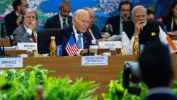 US President Joe Biden (L) speaks as Indian Prime Minister Narendra Modi (R) looks on during the launch of the Task Force for a Global Alliance Against Hunger and Poverty in Rio de Janeiro, on the sidelines of the G20 Summit, November 18, 2024. (Photo by ERIC LEE / POOL / AFP) (Photo by ERIC LEE/POOL/AFP via Getty Images)