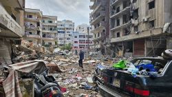 A man walks amid destruction in Beirut's southern Haret Hreik neighbourhood a day after an Israeli airstrike targeted the site, on November 18, 2024, as the war between Israel and Lebanon's Hezbollah group continues.