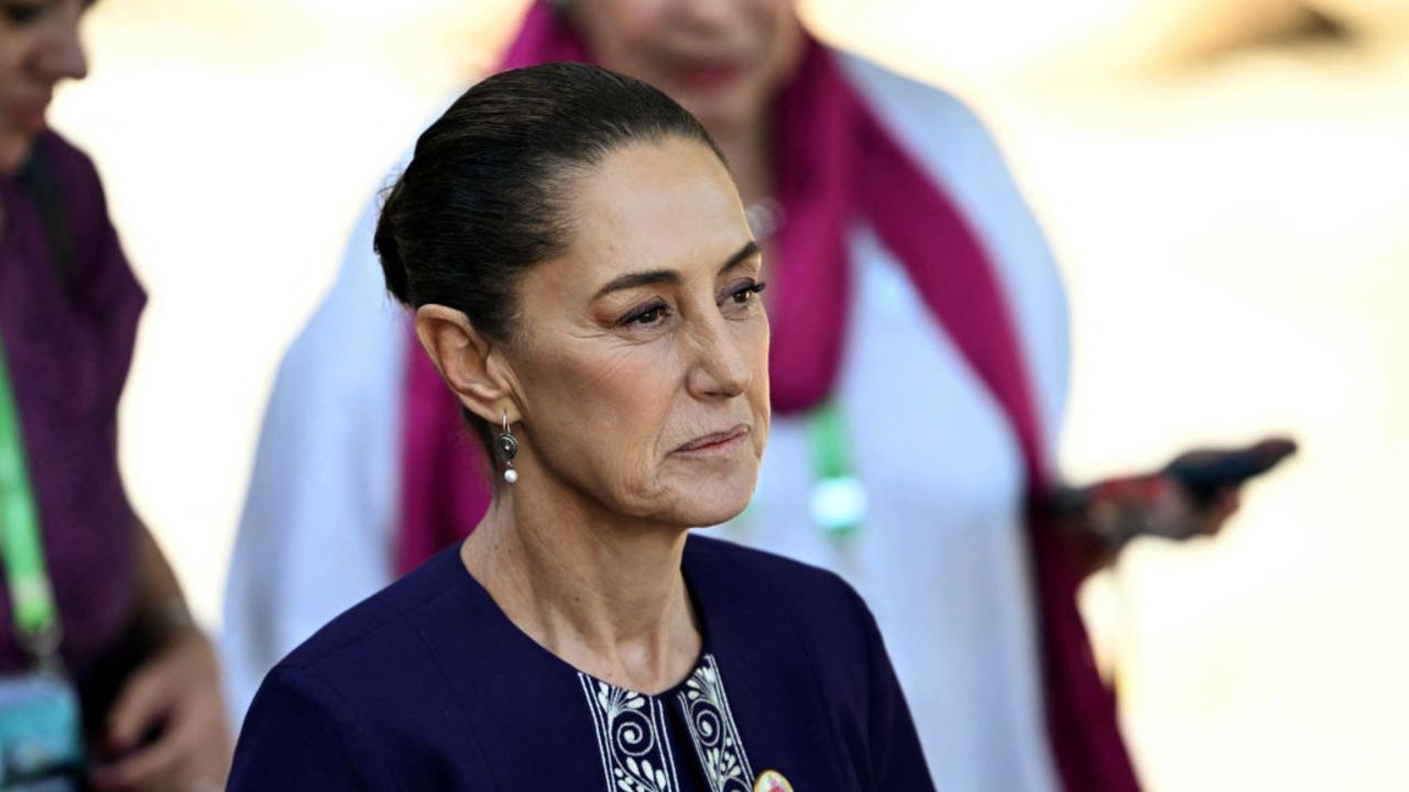 Mexico's President Claudia Sheinbaum arrives for a group photo at the end of the first session of the G20 Leaders' Meeting in Rio de Janeiro, Brazil, on November 18, 2024. (Photo by Mauro PIMENTEL / AFP) (Photo by MAURO PIMENTEL/AFP via Getty Images)