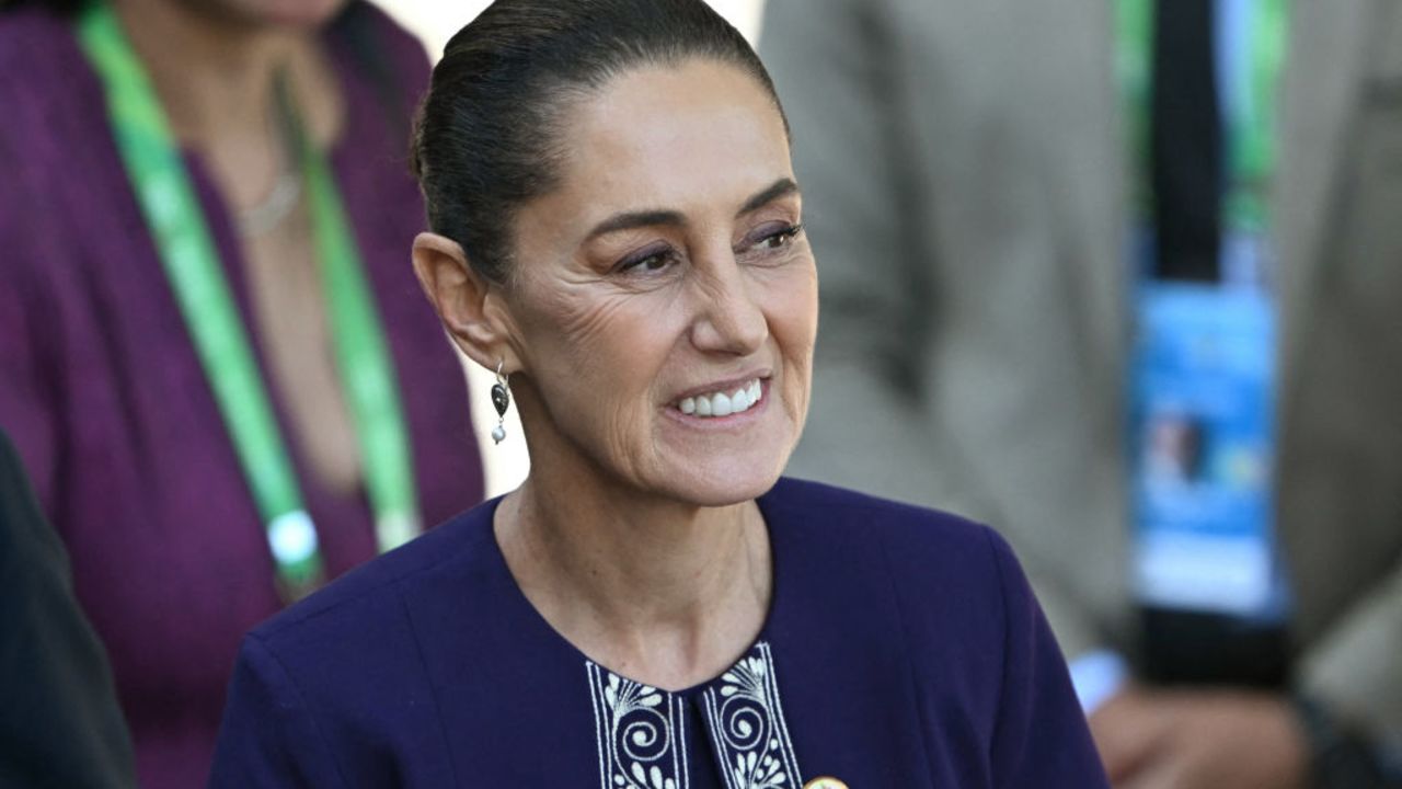 Mexico's President Claudia Sheinbaum is pictured before the group photo after the first session of the G20 Leaders' Meeting in Rio de Janeiro, Brazil, on November 18, 2024. (Photo by Mauro PIMENTEL / AFP) (Photo by MAURO PIMENTEL/AFP via Getty Images)