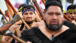Members of the Maori community march in a protest rally to criticise the government for its policies affecting the Indigenous Mori population in Wellington on November 19, 2024. Thousands of people participated in the nine day protest march organised by the national movement Te hkoi m te Triti (March for the Treaty) against Act's Treaty Principles Bill plan to end after holding a rally in the Parliament ground. (Photo by Sanka Vidanagama / AFP) (Photo by SANKA VIDANAGAMA/AFP via Getty Images)