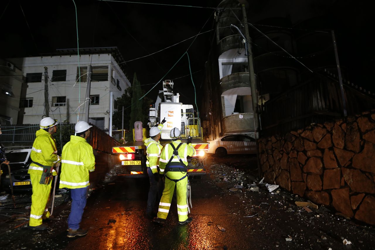 A view of the damage after a rocket launched from Lebanon struck a building in the city of Shefa-Amr, Israel, on November 19.