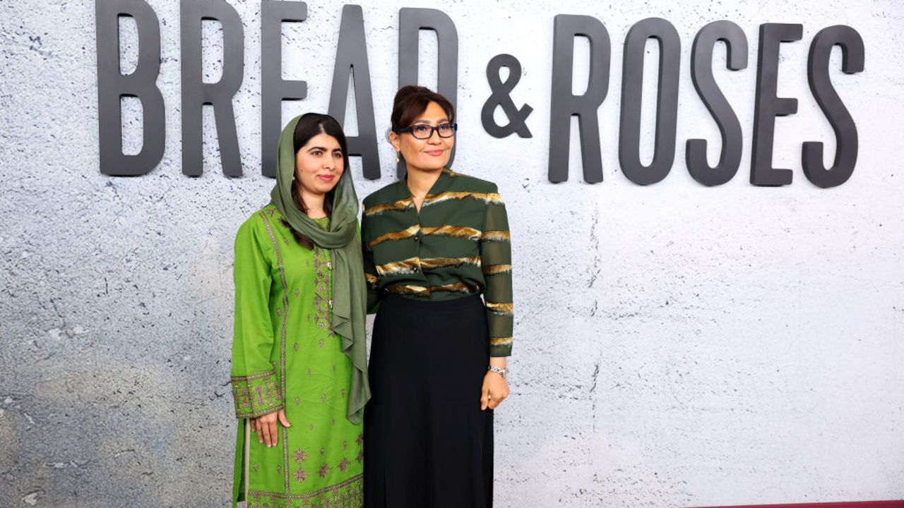 LOS ANGELES, CALIFORNIA - NOVEMBER 14: Malala Yousafzai and Sahra Mani attend the Los Angeles premiere of Apple Original Films' "Bread & Roses" at Hammer Museum on November 14, 2024 in Los Angeles, California. (Photo by Leon Bennett/Getty Images)