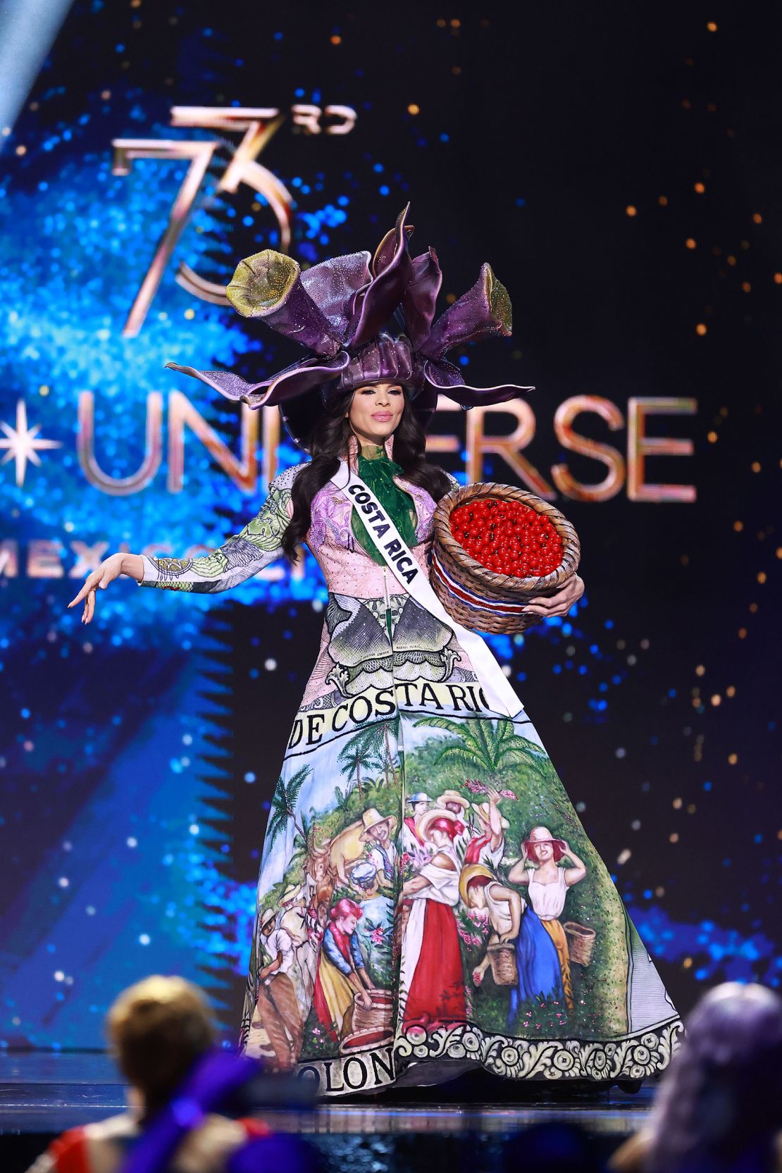 Miss Costa Rica, Elena Hidalgo, wore an outfit inspired by the images found on her country's currency, the colón.