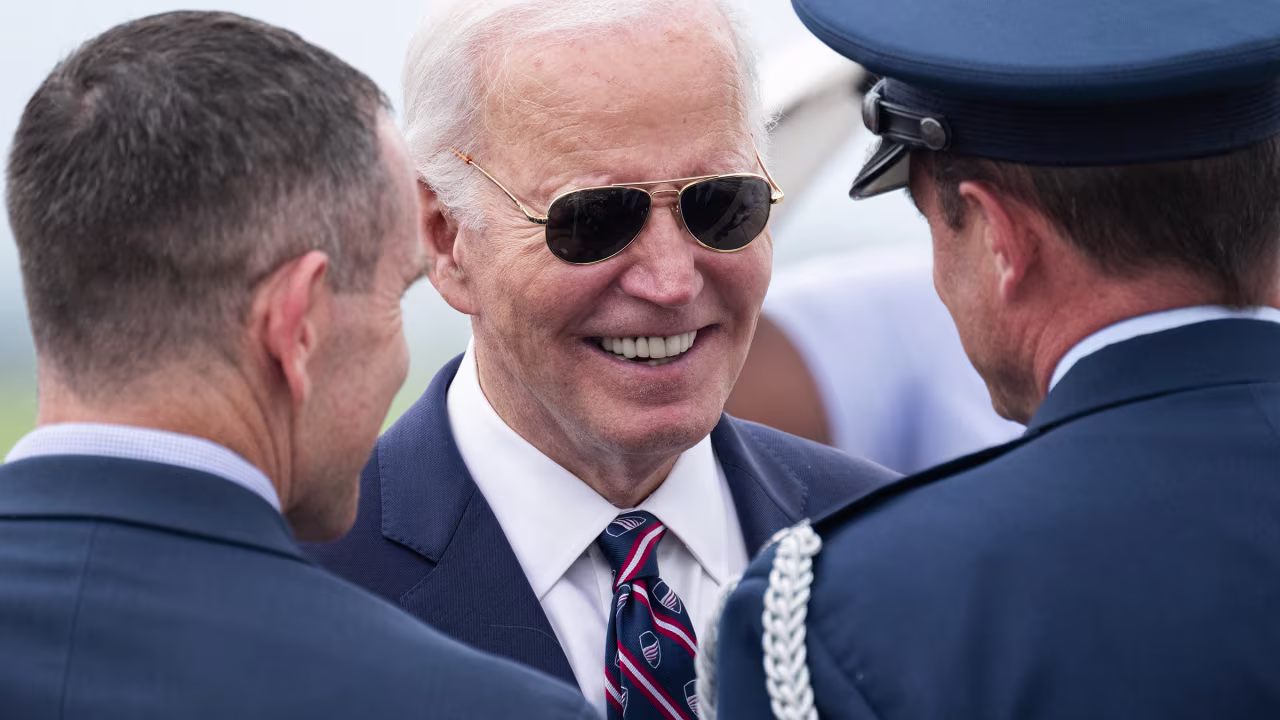 President Joe Biden boards Air Force One prior to departure from Galeao International Airport in Rio De Janeiro, Brazil, on November 19.