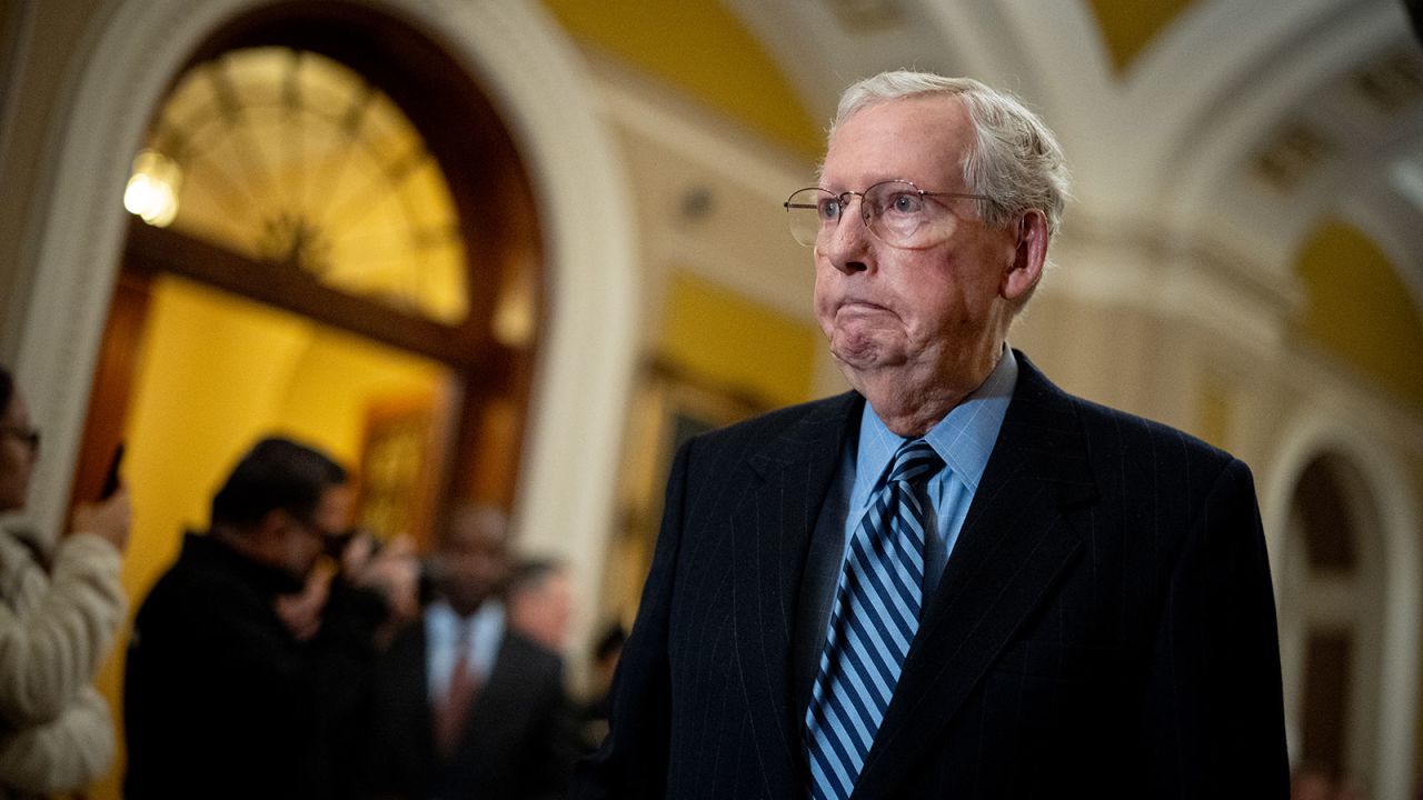 Senate Minority Leader Mitch McConnell arrives for a news conference following the weekly Senate Republican policy luncheon at the US. Capitol on November 19, in Washington, DC.