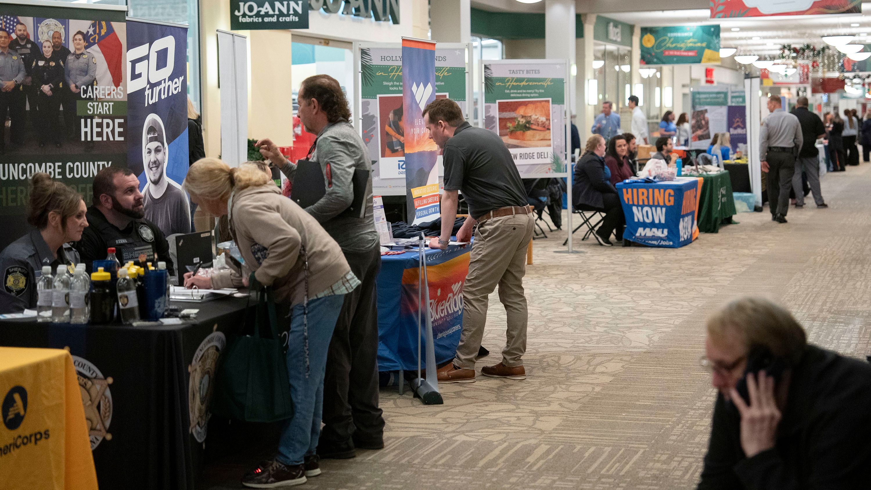 Job seekers at a job and resource fair in Hendersonville, North Carolina, on November 19.