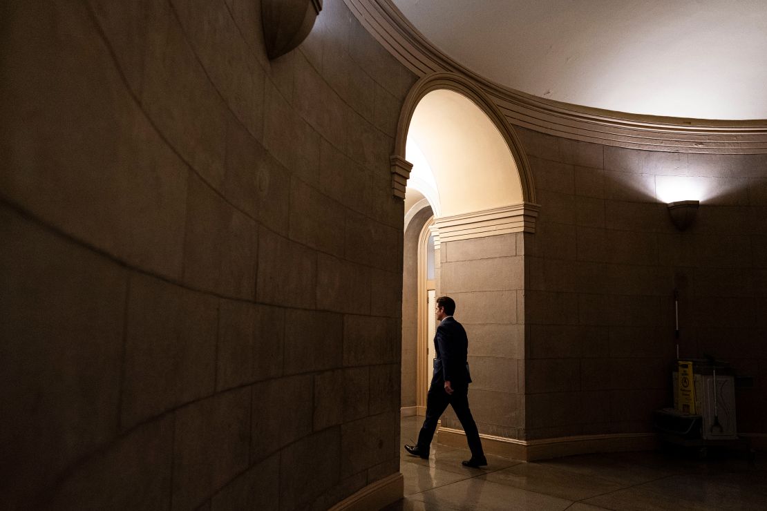 Former Rep. Matt Gaetz, US attorney general nominee for US President-elect Donald Trump, departs following meetings with Republican Senators at the US Capitol in Washington, DC, US, on Wednesday, November 20, 2024.