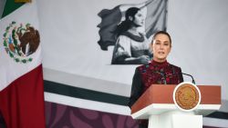 Mexico's President Claudia Sheinbaum delivers a speech during a military parade commemorating the 114th anniversary of the Mexican Revolution at the Zocalo square in Mexico City, on November 20, 2024. (Photo by Rodrigo Oropeza / AFP) (Photo by RODRIGO OROPEZA/AFP via Getty Images)