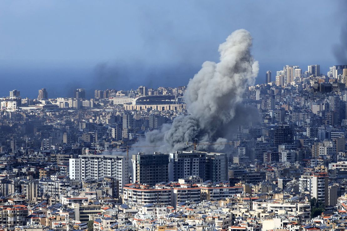 Smoke rises from the site of an Israeli airstrike that targeted Beirut's southern suburbs on Thursday.