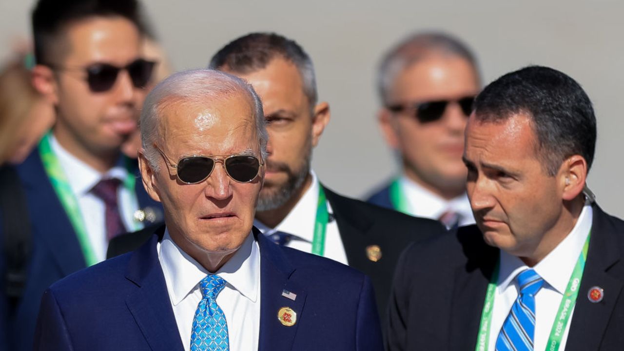 RIO DE JANEIRO, BRAZIL - NOVEMBER 18: Joe Biden president of The United States looks on during an event as part of the G20 Summit 2024 at Museu de Arte Moderna on November 18, 2024 in Rio de Janeiro, Brazil. The 2024 G20 Summit takes place in Brazil for the first time. The event gathers leaders of the most important economies. Starvation, sustainable development or social inclusion are some of the issues to be during the summit. (Photo by Buda Mendes/Getty Images)